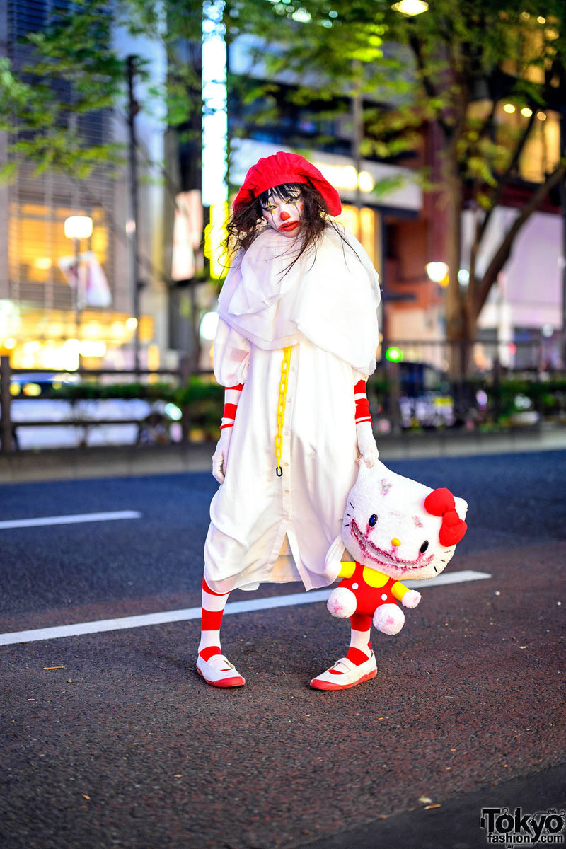 Clown Kei Meets Hello Kitty: Harajuku's Playful-Creepy White Look
