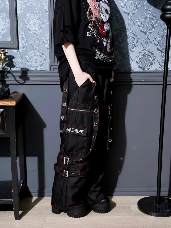 Jirai Kei Cargo Pants: NOEMIE's Harness Grommet Wide-Legs Are the Drop You Need