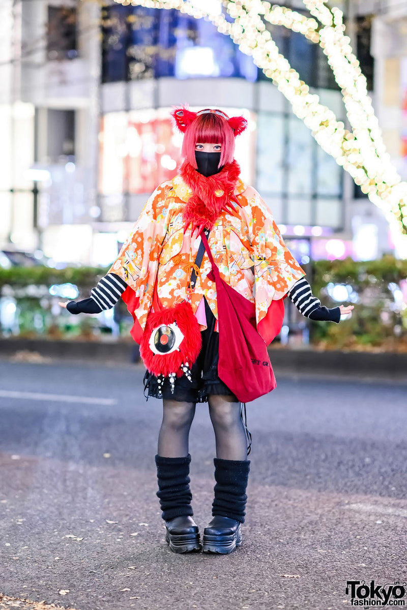 Fox Ears and a Kimono Cape: Harajuku's Wa-Gothic Street Look